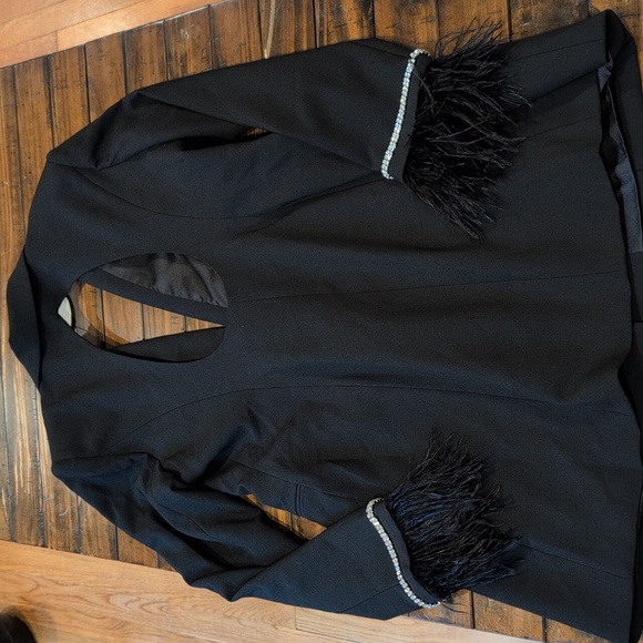 Miss Circle Quilla Backless Blazer Dress Crystal Feather Sleeve - Picture 11 of 11